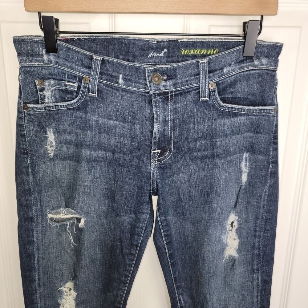 Seven for all Mankind distressed ripped skinny denim jeans 27 - Picture 3 of 6